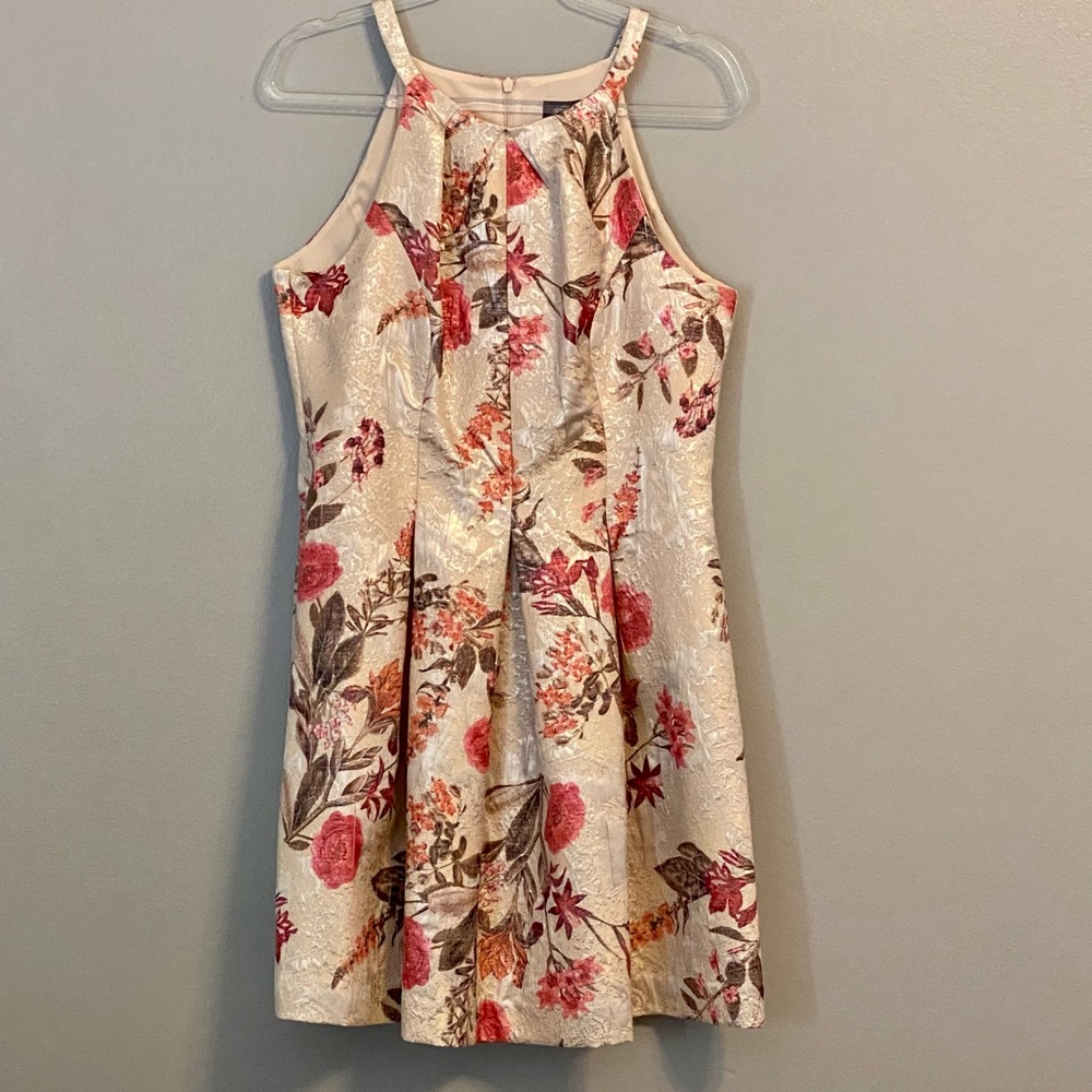 Vince Camuto Jacquard fit & flare dress with pockets. champagne. SIZE 12